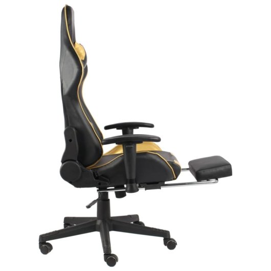 VidaXL Elite Silla Gaming con Reposapiés Dorado