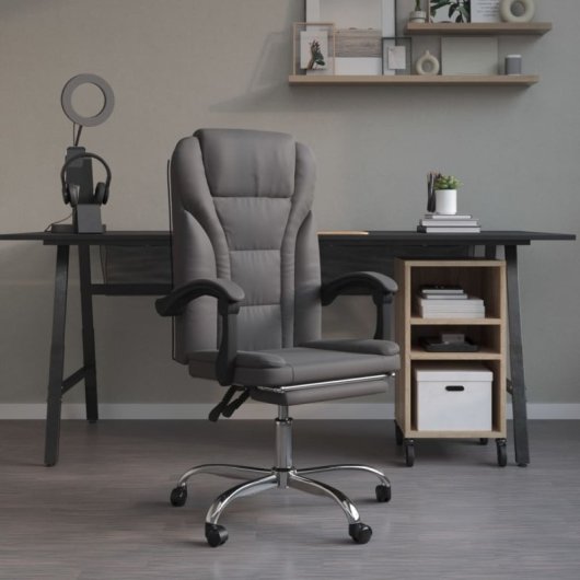 VidaXL Pulssar Silla de Oficina Reclinable con Reposapiés Gris