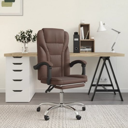 VidaXL Pulssar Silla de Oficina Reclinable con Reposapiés Marrón