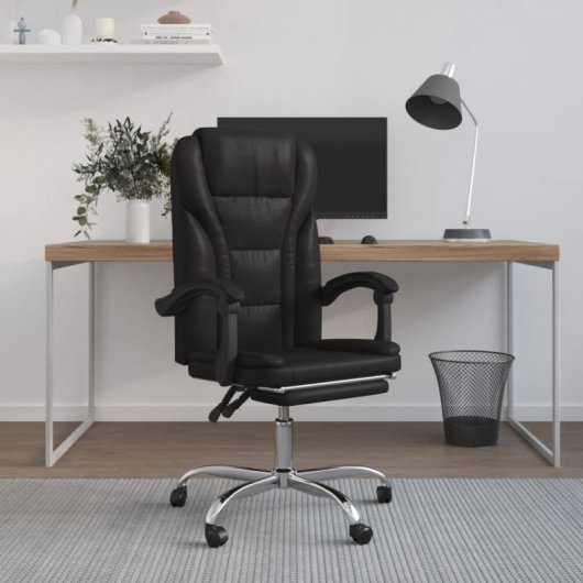 VidaXL Pulssar chaise de bureau inclinable avec repose-pieds noir