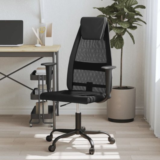 VidaXL Remo Silla de Oficina Altura Ajustable con Reposabrazos Negro