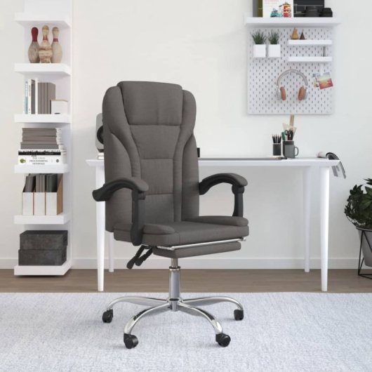 VidaXL Simos Silla de Oficina Reclinable con Altura Ajustable Gris Oscuro