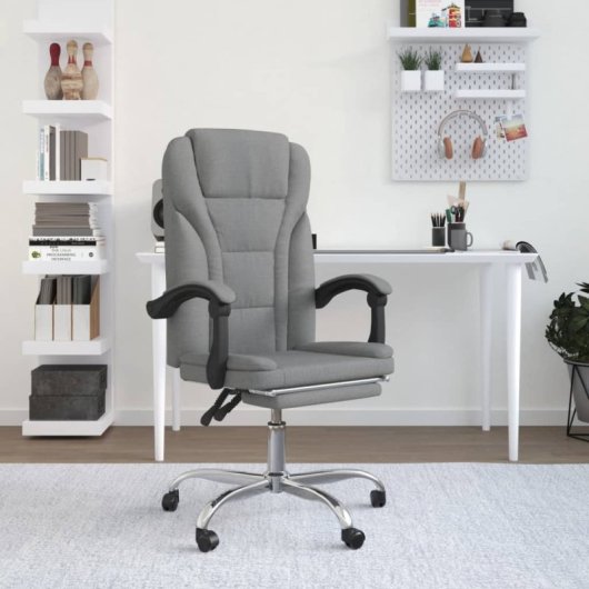 VidaXL Sedia da ufficio reclinabile Simos con altezza regolabile Grigio chiaro