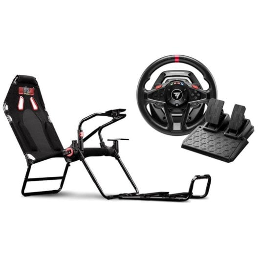 Next Level Racing GT Lite + Thrustmaster T128 Volante de Carrida com Pedais Magnéticos PS5/PS4/PC