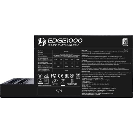 Lian-Li EDGE 1000 ATX 3.1 PCIe 5.1 Black 1000W 80 Plus Platinum Modular