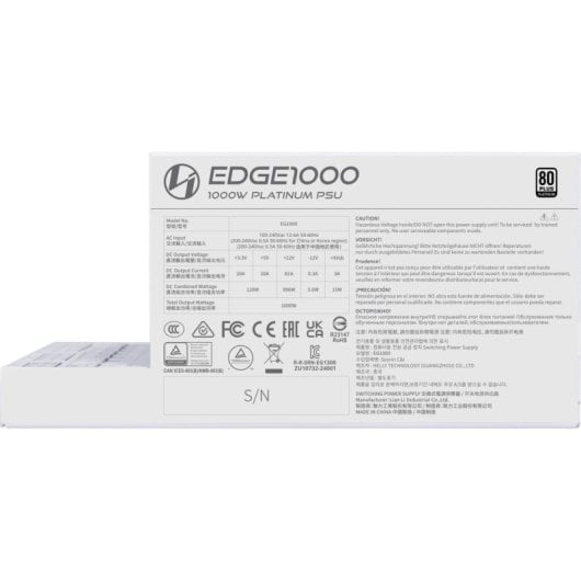 Lian-Li EDGE 1000 ATX 3.1 PCIe 5.1 White 1000W 80 Plus Platinum Modular