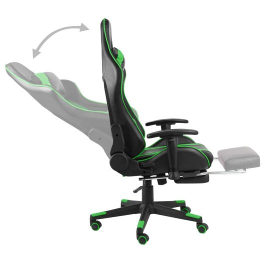 Sedia da gaming VidaXL Power con poggiapiedi inclinabile Verde
