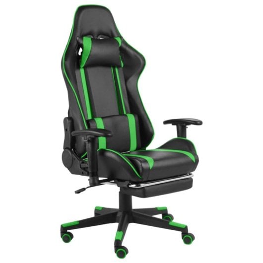 Sedia da gaming VidaXL Power con poggiapiedi inclinabile Verde