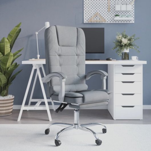 VidaXL Roca chaise de bureau inclinable à hauteur réglable gris clair