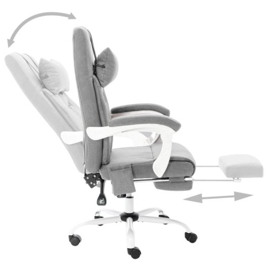 VidaXL Ahissa Silla de Oficina con Función Masaje Reclinable Gris