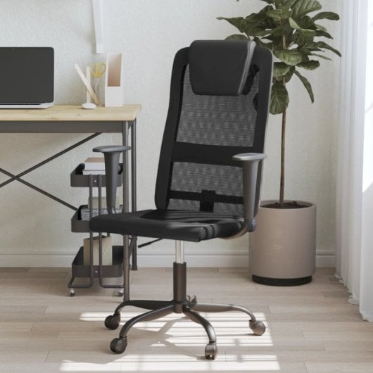 VidaXL Amapola Silla de Oficina con Altura Ajustable Negro
