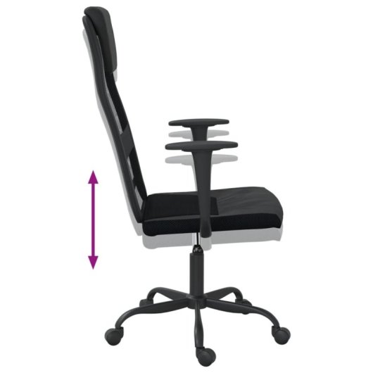 VidaXL Amapola Silla de Oficina con Altura Ajustable Negro