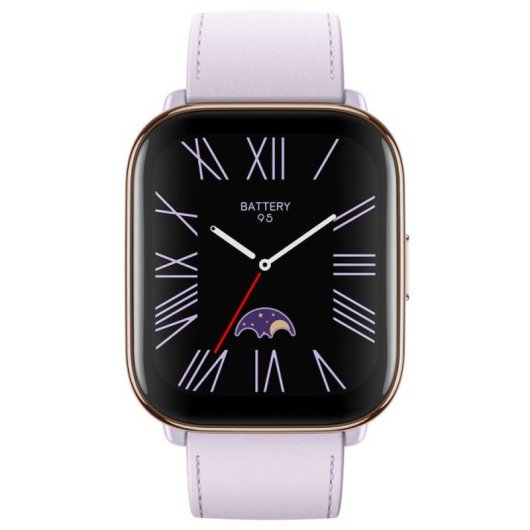Montre connectée Amazfit Active AMOLED avec bracelet en cuir vegan violet lavande