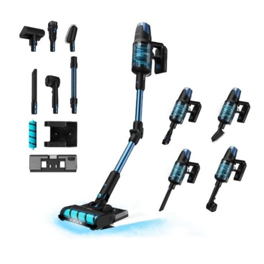 Cecotec Conga Rockstar 8500 Infinity Ergowet Animal Turbo T Aspirador Escoba 680W 4 en 1 Negro/Azul