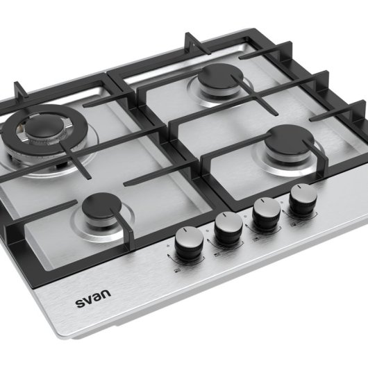 Svan SGW4600X Placa a Gás 4 Queimadores Ignição Automática 60cm Aço Inoxidável