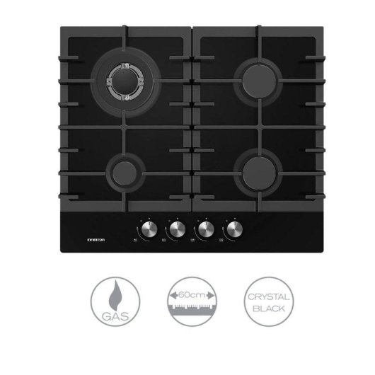 Placa de Gas Infiniton GG-429 4 Fuegos 60cm Cristal Negro