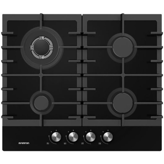 Placa de Gas Infiniton GG-429 4 Fuegos 60cm Cristal Negro