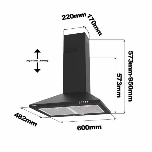 Dunstabzugshaube Ciarra AW6201B Umluft/Abluft 60cm LED Schwarz A++