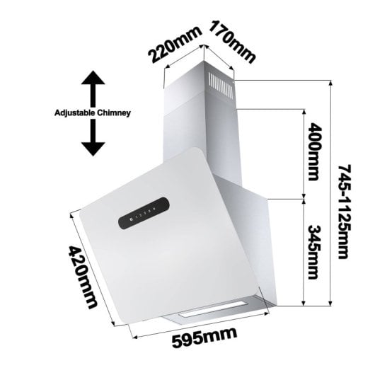 Ciarra CBCW6736K Campana Extractora con Control Táctil y Wifi 60cm 650m3/h Clase A+++ Blanco