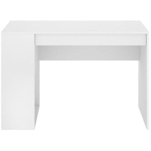 Mesa de escritorio Dekit Teo blanca con cajón y estantes 115x50 cm