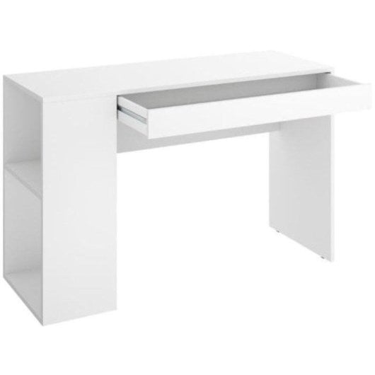 Mesa de escritorio Dekit Teo blanca con cajón y estantes 115x50 cm