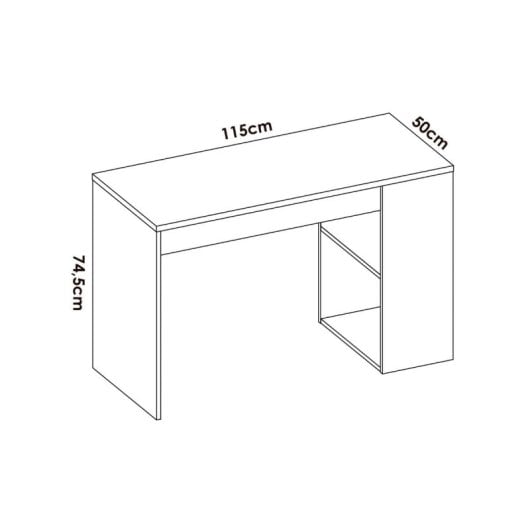 Dekit Teo Mesa de Escritorio con cajón y Estantes 74,5x115x50cm Blanco