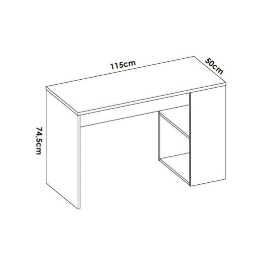Mesa de escritorio Dekit Teo blanca con cajón y estantes 115x50 cm