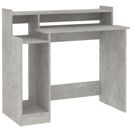 VidaXL Campoamor Escritorio con Luz LED y Estantes 90x97x45cm Gris Hormigón