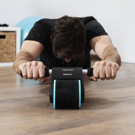 Cecotec Drumfit AB Fit Roda para Abdominais com Rebote Automático e Tapete Acolchoado Azul
