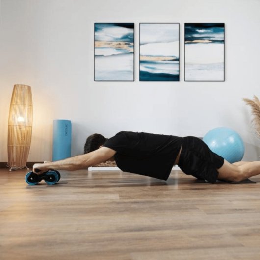 Cecotec Drumfit AB Fit Roda para Abdominais com Rebote Automático e Tapete Acolchoado Azul