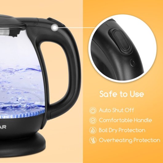 Aigostar Elfin 30IAX Hervidor de Agua Eléctrico 1L 2200W Negro