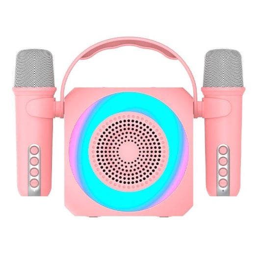Cool Mini Karaoke Party Altavoz Bluetooth Portátil 6W + 2 Micrófonos Rosa