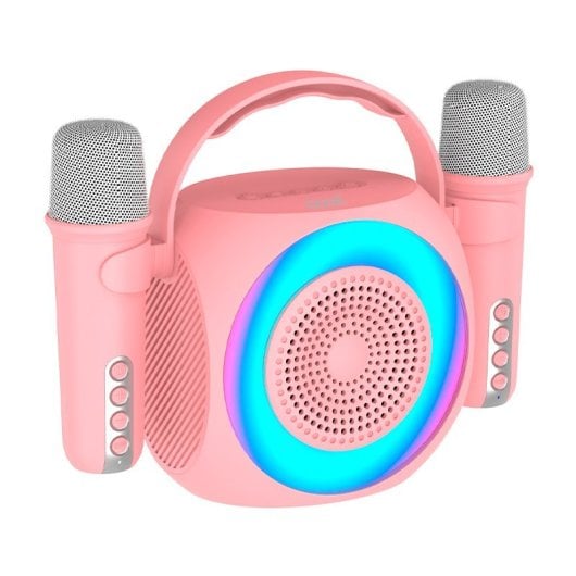 Cool Mini Karaoke Party Altavoz Bluetooth Portátil 6W + 2 Micrófonos Rosa
