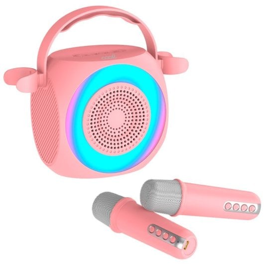 Cool Mini Karaoke Party Altavoz Bluetooth Portátil 6W + 2 Micrófonos Rosa