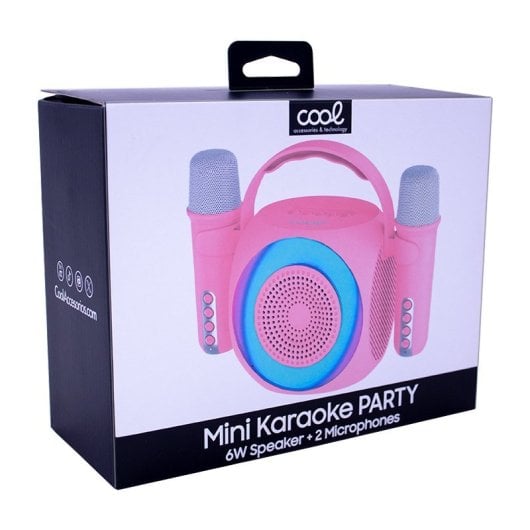 Cool Mini Karaoke Party Altavoz Bluetooth Portátil 6W + 2 Micrófonos Rosa