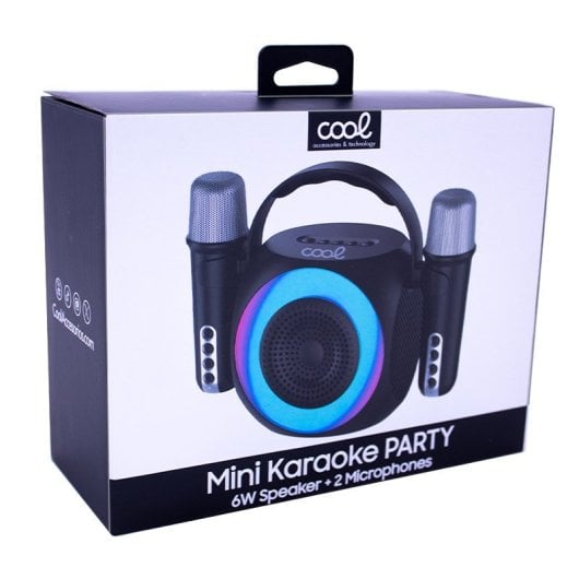 Cool Mini Karaoke Party Enceinte Bluetooth Portable 6W + 2 Microphones Noir