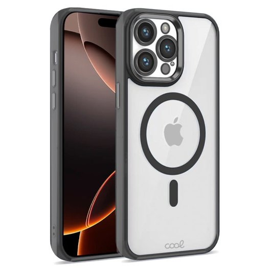 Coque magnétique transparente cool avec bord noir pour iPhone 16 Pro Max