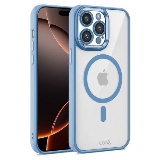 Cool Funda Magnética Transparente con Borde Celeste para iPhone 16 Pro Max
