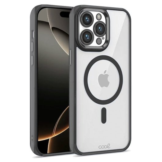Cool Funda Magnética Transparente con Borde Negro para iPhone 16 Pro