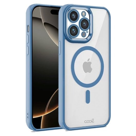 Cool Funda Magnética Transparente con Borde Celeste para iPhone 16 Pro