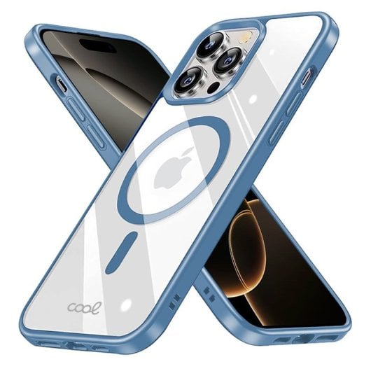 Cool Funda Magnética Transparente con Borde Celeste para iPhone 16 Pro