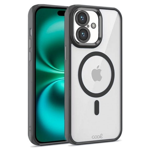 Cool Funda Magnética Transparente con Borde Negro para iPhone 16 Plus