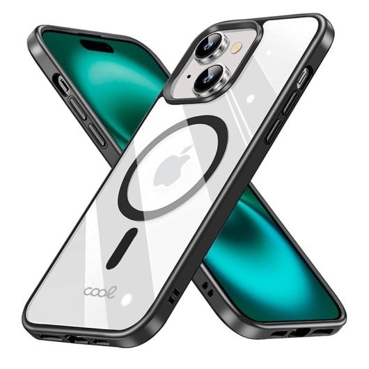 Cool Funda Magnética Transparente con Borde Negro para iPhone 16 Plus
