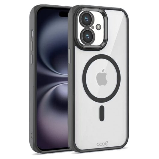 Cool Funda Magnética Transparente con Borde Negro para iPhone 16