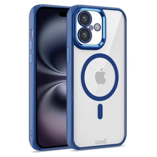 Cool Funda Magnética Transparente con Borde Azul Marino para iPhone 16