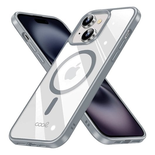 Cool Funda Magnética Transparente con Borde Plata para iPhone 16