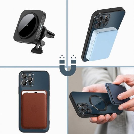 Cool Funda Magnética Transparente con Borde Plata para iPhone 16