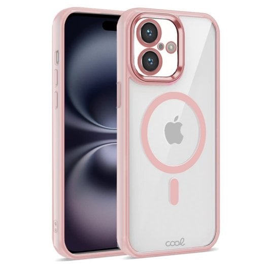 Cool Funda Magnética Transparente con Borde Rosa para iPhone 16