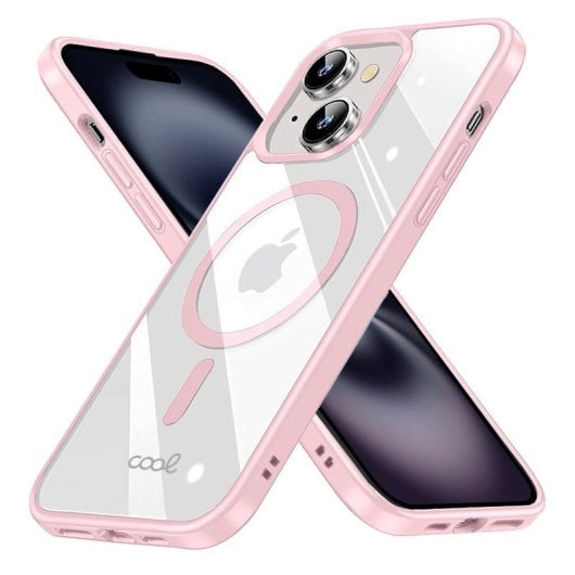 Cool Funda Magnética Transparente con Borde Rosa para iPhone 16