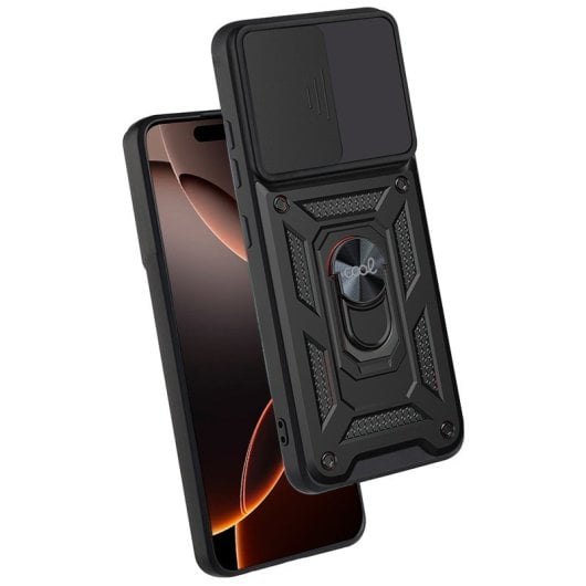 Cool Hard Ring Capa Preta para iPhone 16 Pro Max